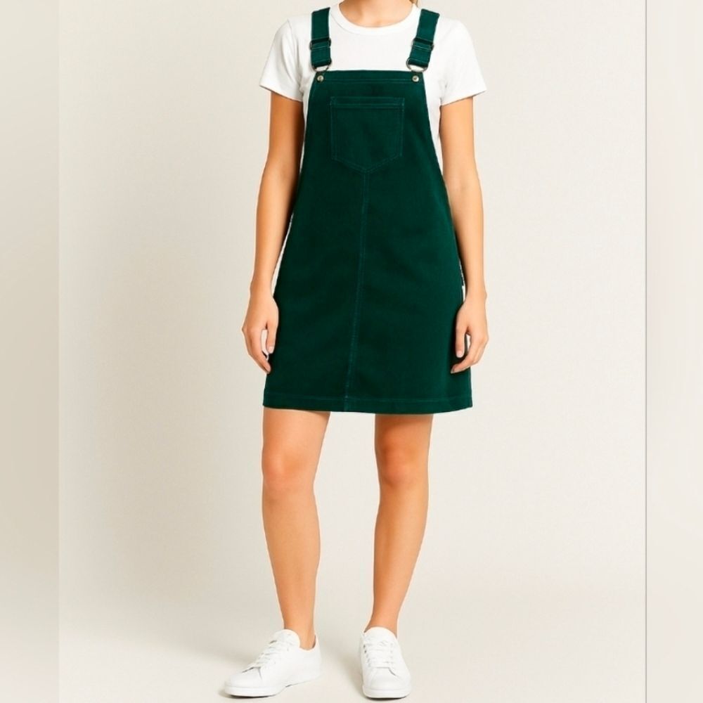 Forever 21 Teal Corduroy Pinafore Dress